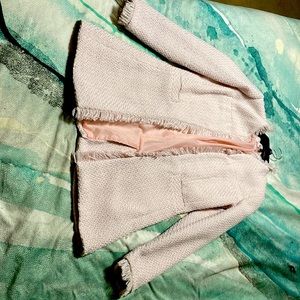 Open Front Tweed Fringe Jacket